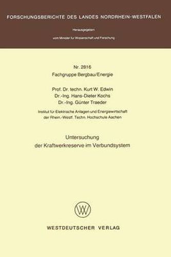 Cover image for Untersuchung Der Kraftwerkreserve Im Verbundsystem