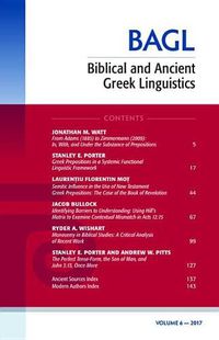 Cover image for Biblical and Ancient Greek Linguistics, Volume 6