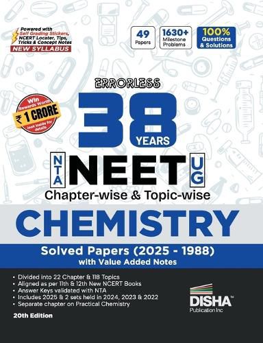 Cover image for Errorless 38 Years NTA NEET (UG) Chapter-wise & Topic-wise CHEMISTRY Solved Papers (2025 - 1988) with Value Added Notes 20th Edition | New Syllabus PYQs Question Bank for 2026 Exam