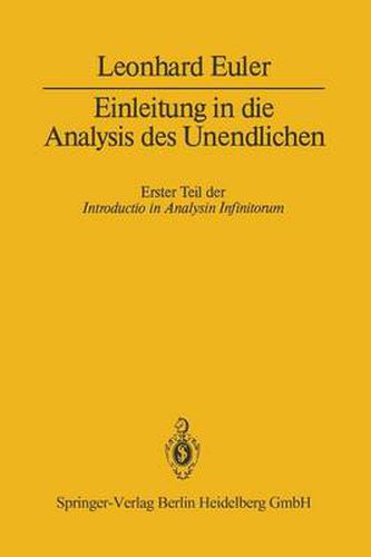 Cover image for Einleitung in die Analysis des Unendlichen: Erster Teil