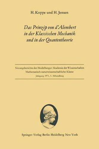 Cover image for Das Prinzip von d'Alembert in der Klassischen Mechanik und in der Quantentheorie