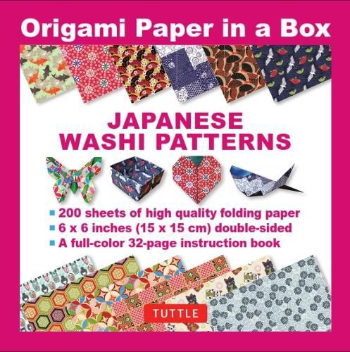 Origami Paper in a Box - Japanese Washi Patterns 200 sheets: 6x6 Inch High-Quality Origami Paper & 32-page Instructional Book