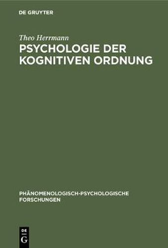 Cover image for Psychologie der kognitiven Ordnung