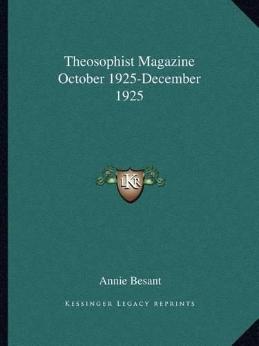 Cover image for Theosophist Magazine October 1925-December 1925