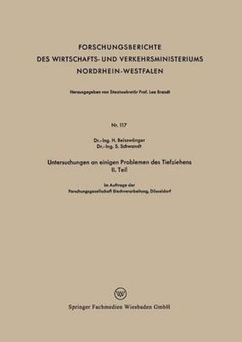 Cover image for Untersuchungen an Einigen Problemen Des Tiefziehens II. Teil