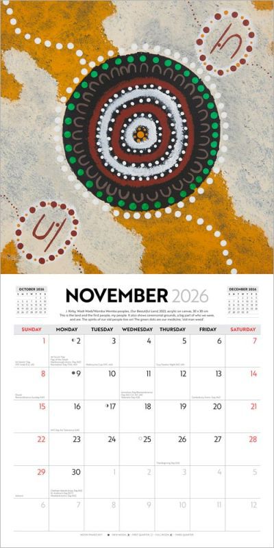 Aboriginal Art 2026 Monthly Square Wall Calendar
