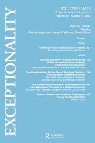 Cover image for Reading: A Special Issue of Exceptionality