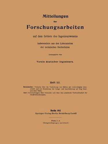 Cover image for Mitteilungen UEber Forschungsarbeiten: Auf Dem Gebiete Des Ingenieurwesens