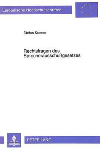 Cover image for Rechtsfragen Des Sprecherausschussgesetzes