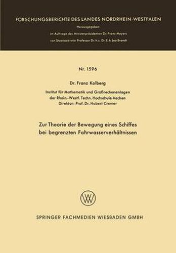 Cover image for Zur Theorie Der Bewegung Eines Schiffes Bei Begrenzten Fahrwasserverhaltnissen