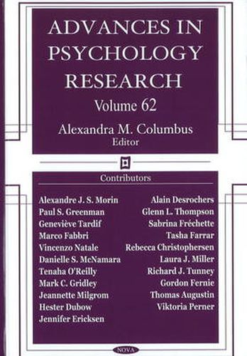 Cover image for Advances in Psychology Research: Volume 62