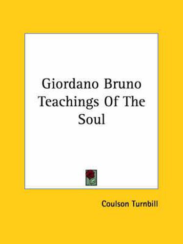 Cover image for Giordano Bruno Teachings of the Soul