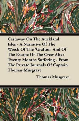 Cover image for Castaway On The Auckland Isles - A Narrative Of The Wreck Of The 'Grafton' And Of The Escape Of The Crew After Twenty Months Suffering - From The Private Journals Of Captain Thomas Musgrave