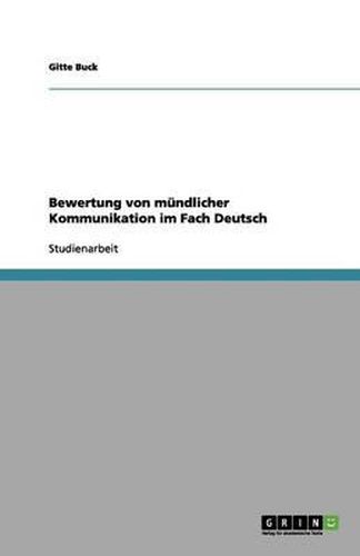 Cover image for Bewertung von mundlicher Kommunikation im Fach Deutsch