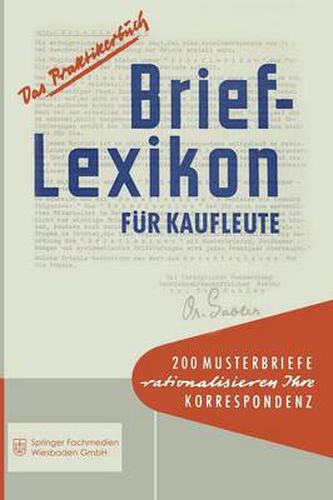 Cover image for Brief-Lexikon fur Kaufleute: Ein Handbuch fur die rationelle Erledigung der Korrespondenz