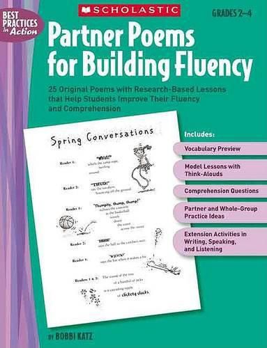Cover image for Partner Poems for Building Fluency: Grades 2-4: 25 Original Poems with Research-Based Lessons That Help Students Improve Their Fluency and Comprehension