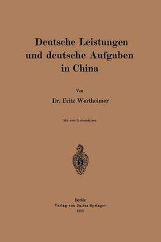 Cover image for Deutsche Leistungen Und Deutsche Aufgaben in China