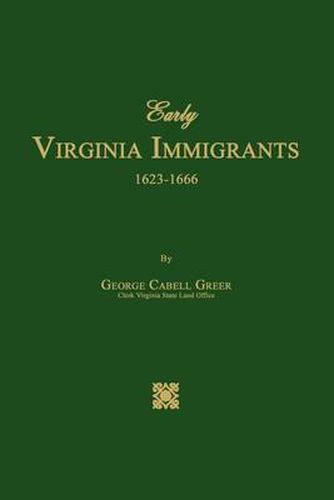 Cover image for Early Virginia Immigrants 1623-1666