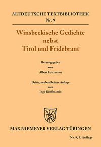 Cover image for Winsbeckische Gedichte Nebst Tirol Und Fridebrant