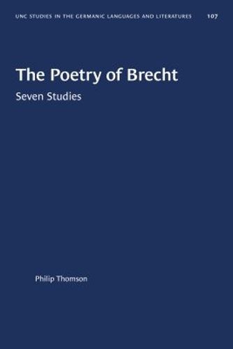 Cover image for The Poetry of Brecht: Seven Studies