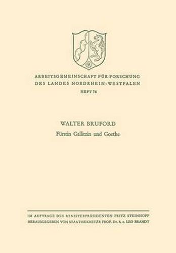 Cover image for Furstin Gallitzin Und Goethe