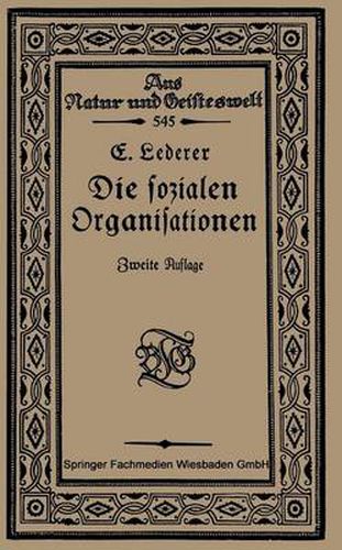 Cover image for Die Sozialen Organisationen