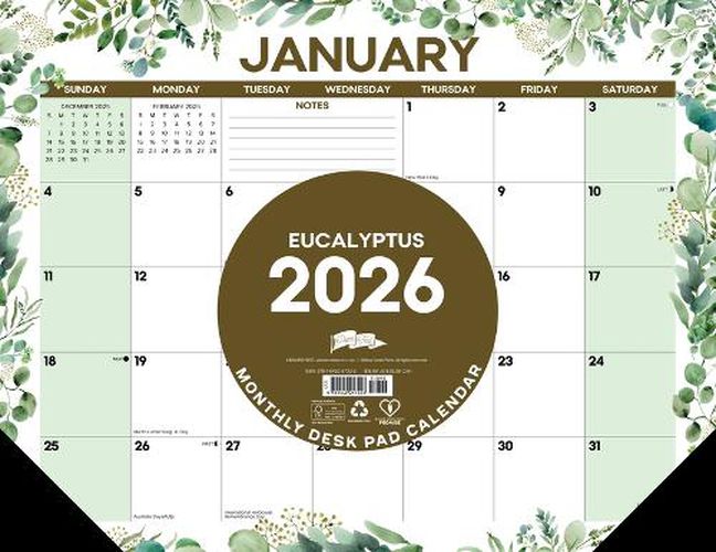 Cover image for Eucalyptus 2026 22 X 17 Large Monthly Deskpad