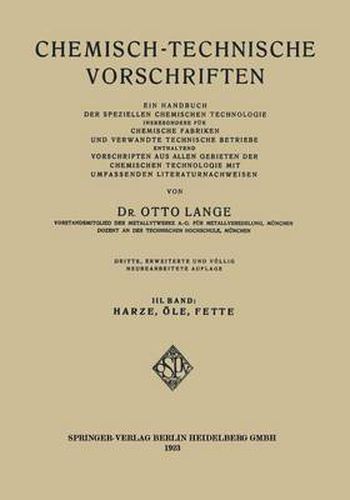 Cover image for Chemisch-Technische Vorschriften