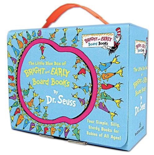 Cover image for The Little Blue Box of Bright and Early Board Books by Dr. Seuss: Hop on Pop; Oh, the Thinks You Can Think!; Ten Apples Up On Top!; The Shape of Me and Other Stuff