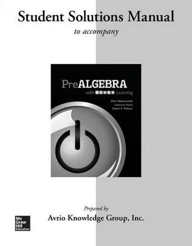 Student Solutions Manual for Prealgebra with P.O.W.E.R. Learning