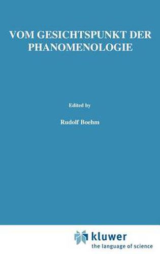 Cover image for Vom Gesichtspunkt der Phanomenologie: Husserl-Studien