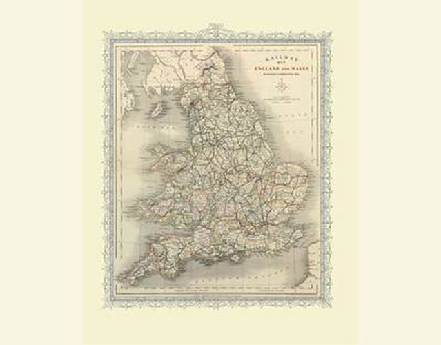 Railway Map of England and Wales 1852: Colour Print of Map of Railways of England and Wales 1852