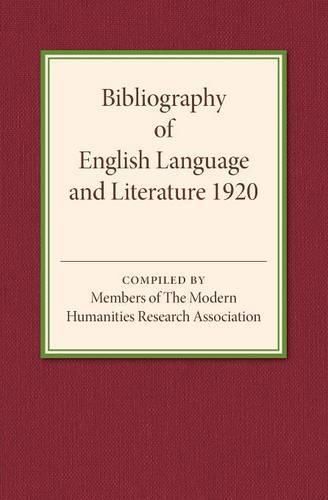 Cover image for Bibliography of English Language and Literature 1920