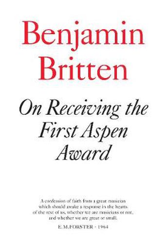 On Receiving the First Aspen Award