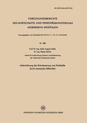 Cover image for Unterstutzung Der Entwasserung Von Feinkohle Durch Chemische Hilfsmittel