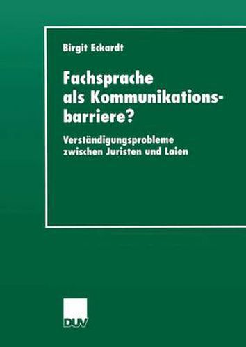 Cover image for Fachsprache als Kommunikationsbarriere?