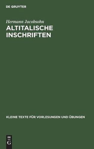 Cover image for Altitalische Inschriften