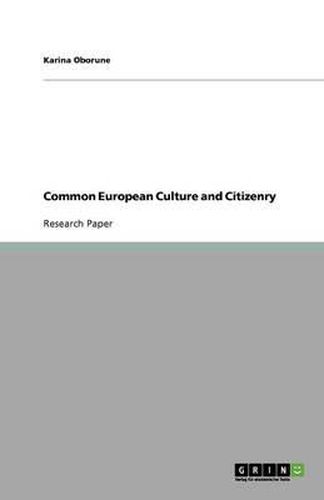 Cover image for Common European Culture and Citizenry