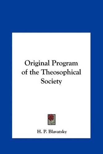 Cover image for Original Program of the Theosophical Society