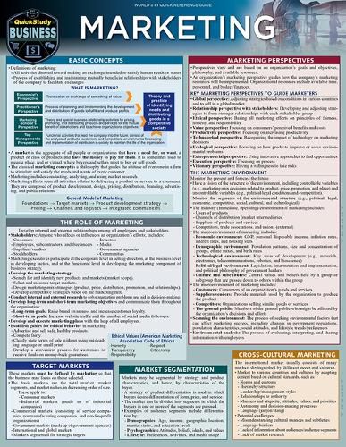 Marketing: A Quickstudy Laminated Reference Guide