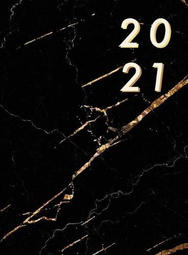 Cover image for Agenda 2021 Vertical: Couverture Rigide, Ggrand Agenda 2021 Semainier, Agenda Planner 12 Mois, 1 Semaine sur 2 Pages, Planificateur Relie, Marbre Noir