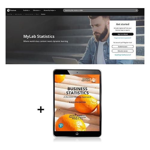 Cover image for MyLab Statistics with Pearson eText for Business Statistics: A Decision Making Approach, Global Edition