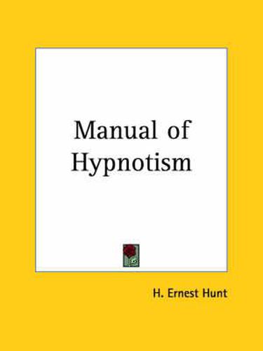 Cover image for Manual of Hypnotism (1920)