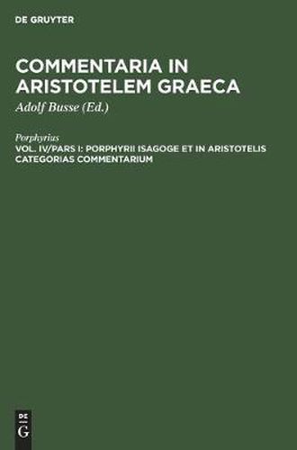 Cover image for Porphyrii Isagoge Et in Aristotelis Categorias Commentarium