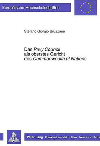 Cover image for Das  Privy Council  als oberstes Gericht des  Commonwealth   of Nations
