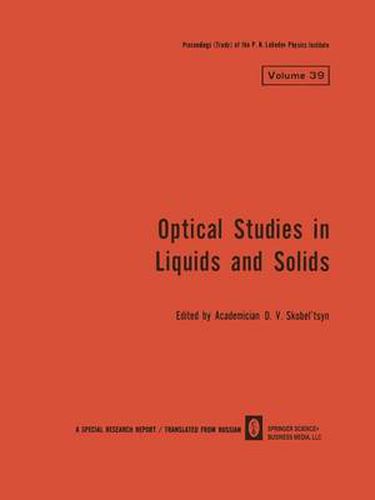 Cover image for Optical Studies in Liquids and Solids