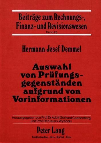 Cover image for Auswahl Von Pruefungsgegenstaenden Aufgrund Von Vorinformationen