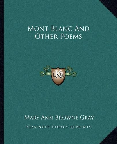 Cover image for Mont Blanc and Other Poems