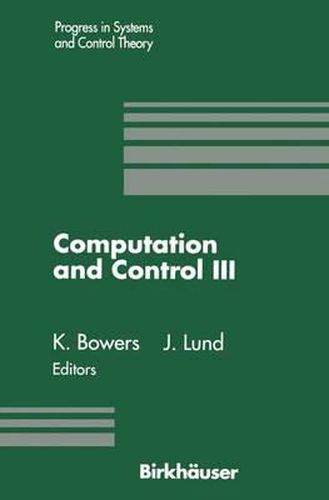 Cover image for Computation and Control: Proceedings of the Third Bozeman Conference, 1992