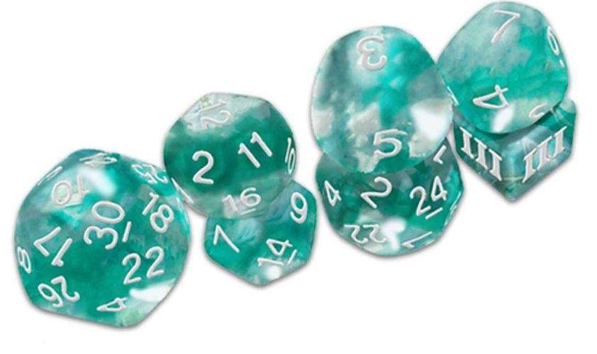 Thracian Azure Swirl Dice - DCC Funky 7-set